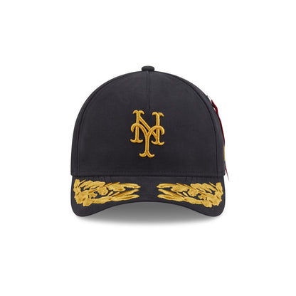 Alpha Industries x New York Mets Black 9FORTY M-Crown A-Frame Snapback Hat