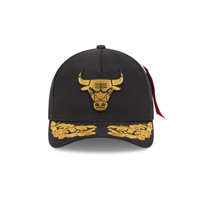 Alpha Industries x Chicago Bulls Black 9FORTY M-Crown A-Frame Snapback Hat
