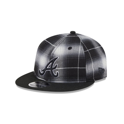 Atlanta Braves Black and White Plaid Retro Crown 9FIFTY Snapback Hat