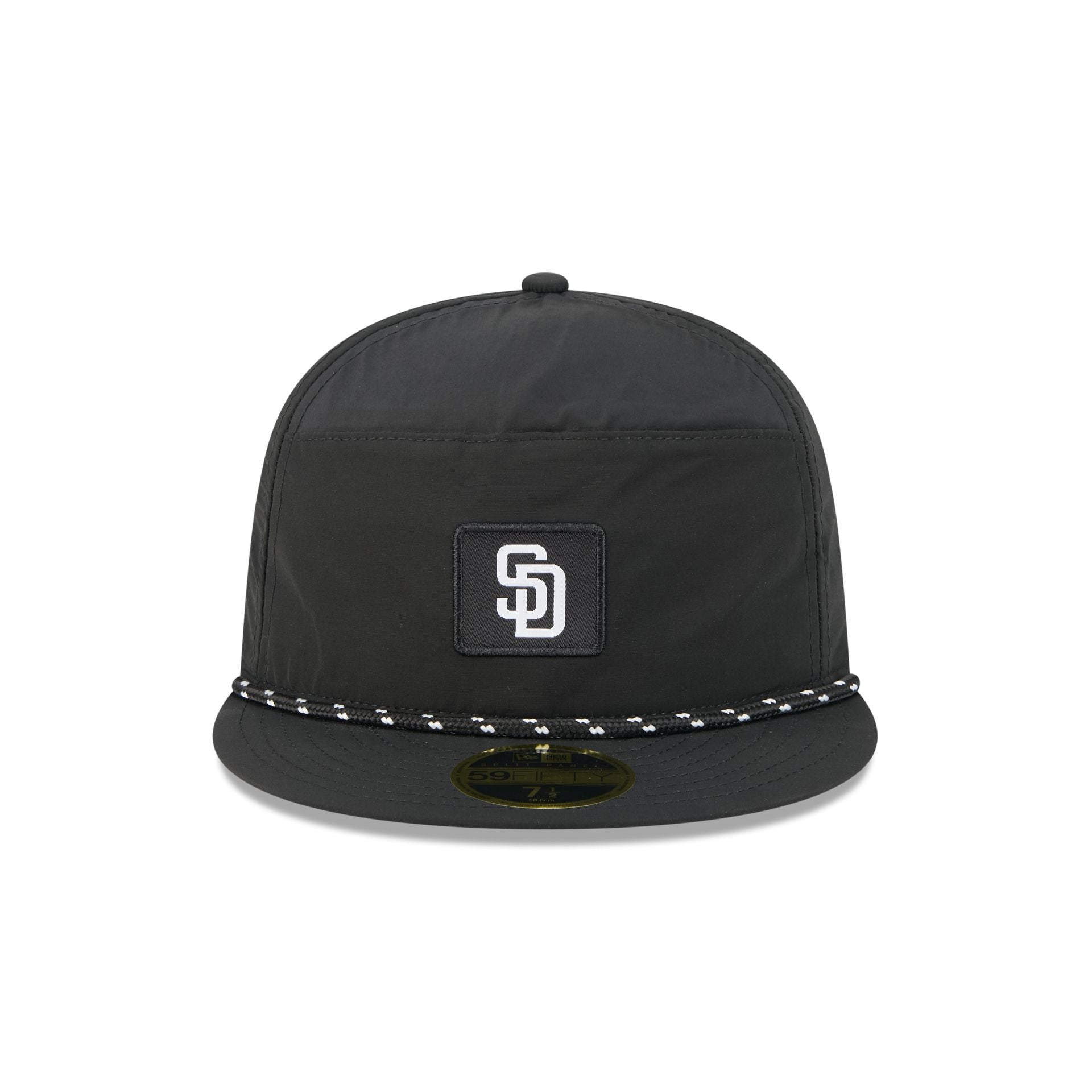 San Diego Padres Black Poly Rope Split Panel 59FIFTY Fitted Hat