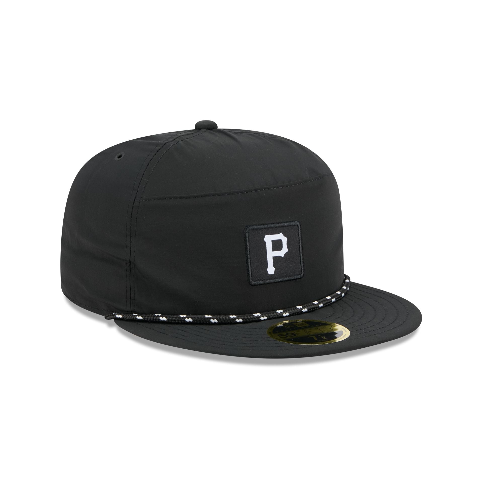 Pittsburgh Pirates Black Poly Rope Split Panel 59FIFTY Fitted Hat