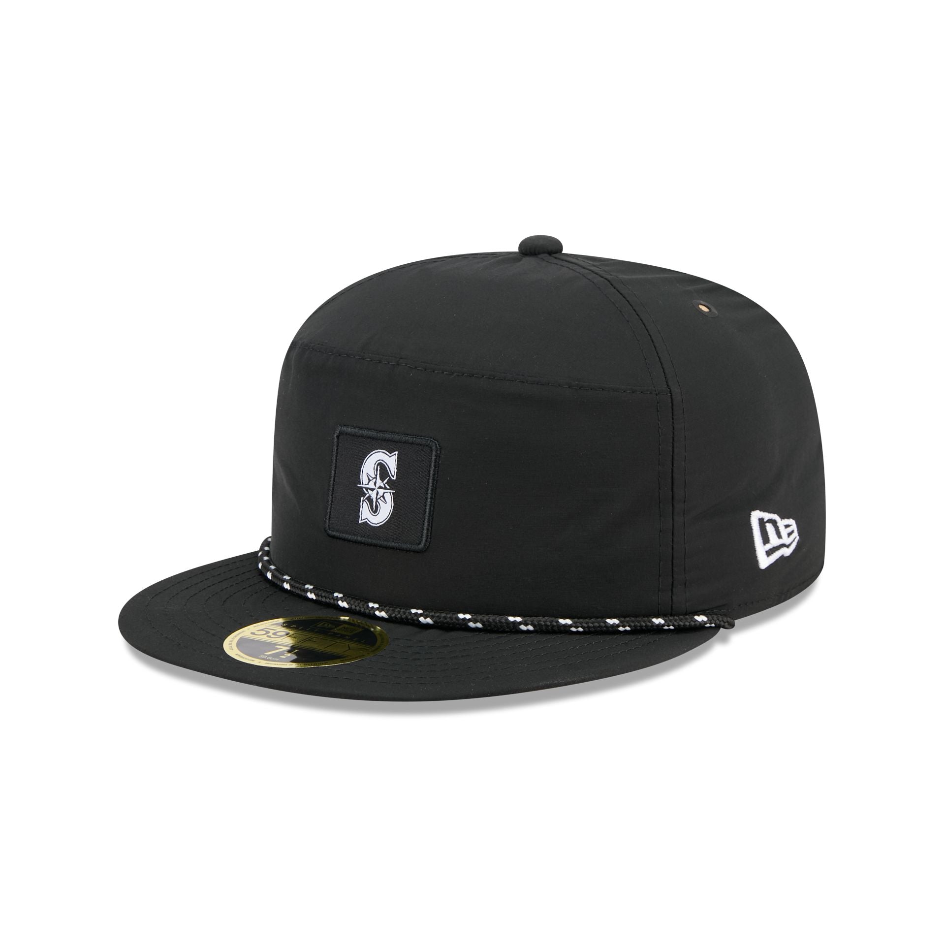 Seattle Mariners Black Poly Rope Split Panel 59FIFTY Fitted Hat