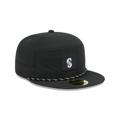 Seattle Mariners Black Poly Rope Split Panel 59FIFTY Fitted Hat