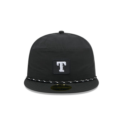 Texas Rangers Black Poly Rope Split Panel 59FIFTY Fitted Hat
