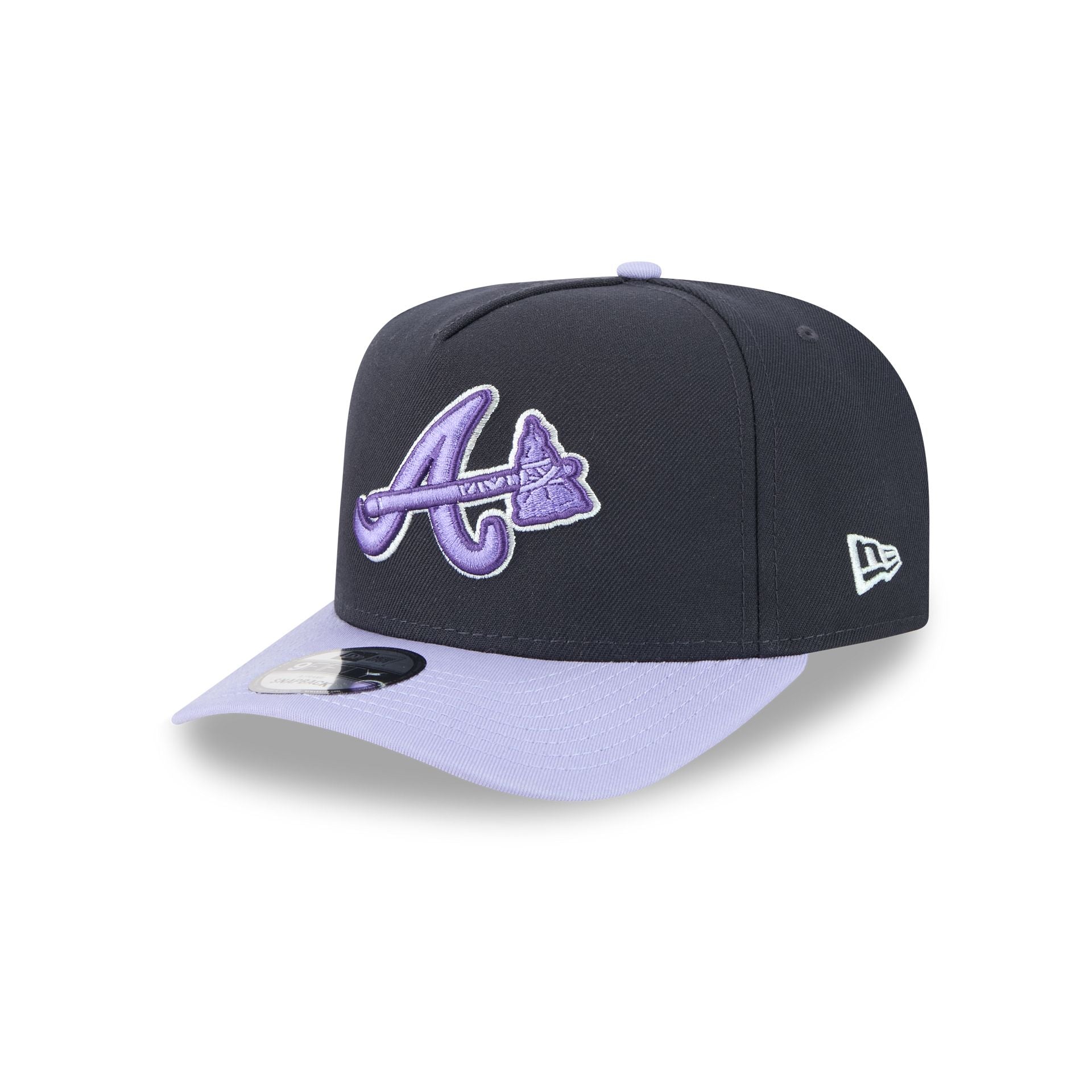 Atlanta Braves Navy Lavender 9FIFTY A-Frame Snapback Hat