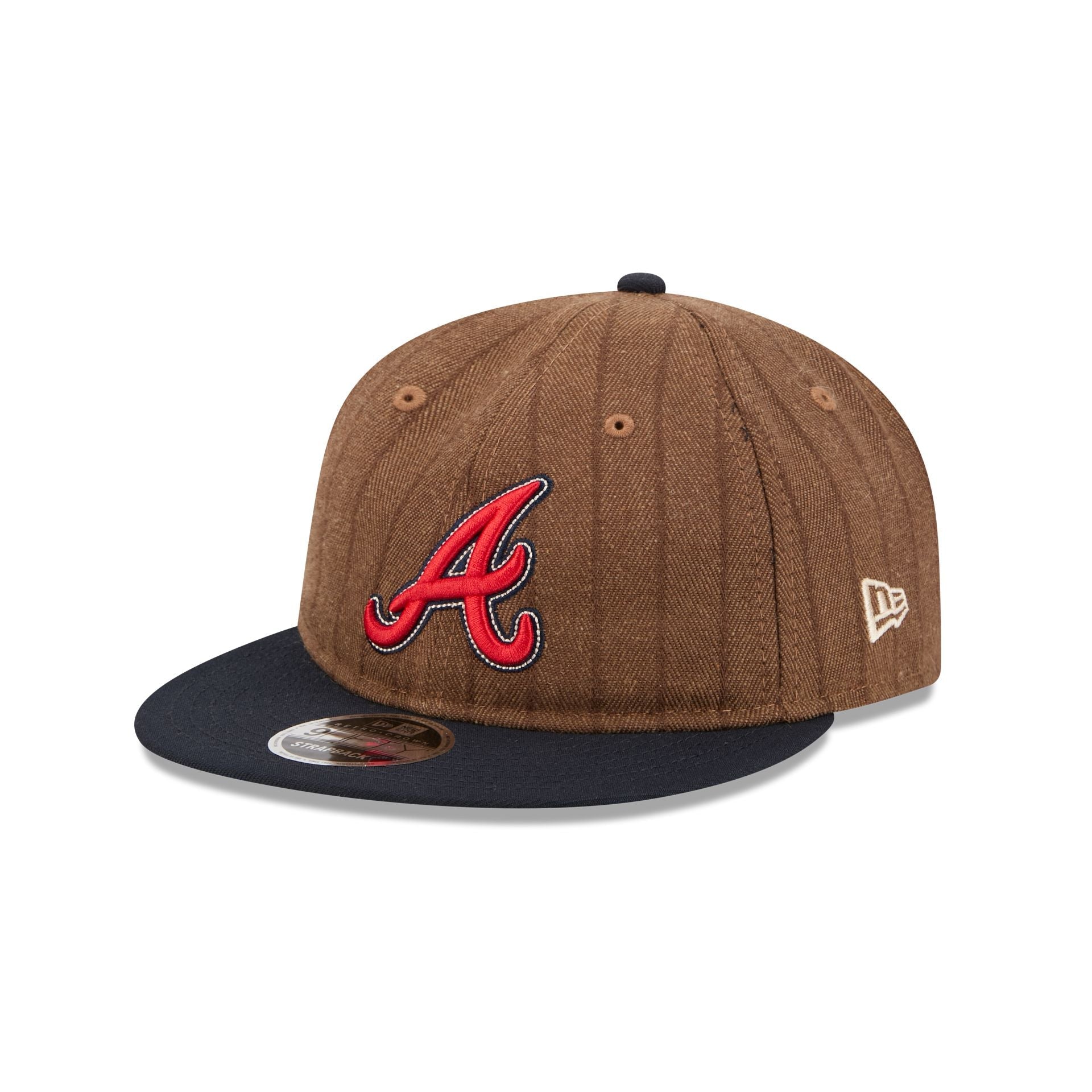 Atlanta Braves Three Looms Wool Pinstripe Retro Crown 9FIFTY Adjustable Hat