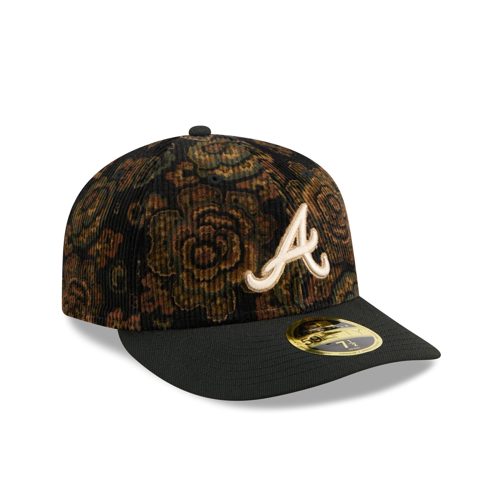 Atlanta Braves Three Looms Floral Cord Low Profile 59FIFTY Fitted Hat