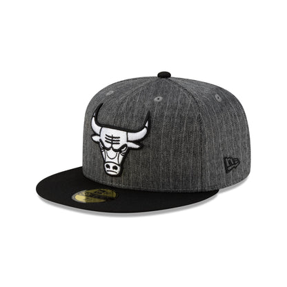 Just Caps Black Pinstripe Chicago Bulls 59FIFTY Fitted Hat