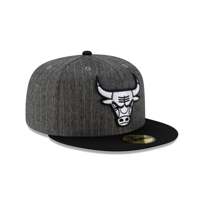 Just Caps Black Pinstripe Chicago Bulls 59FIFTY Fitted Hat