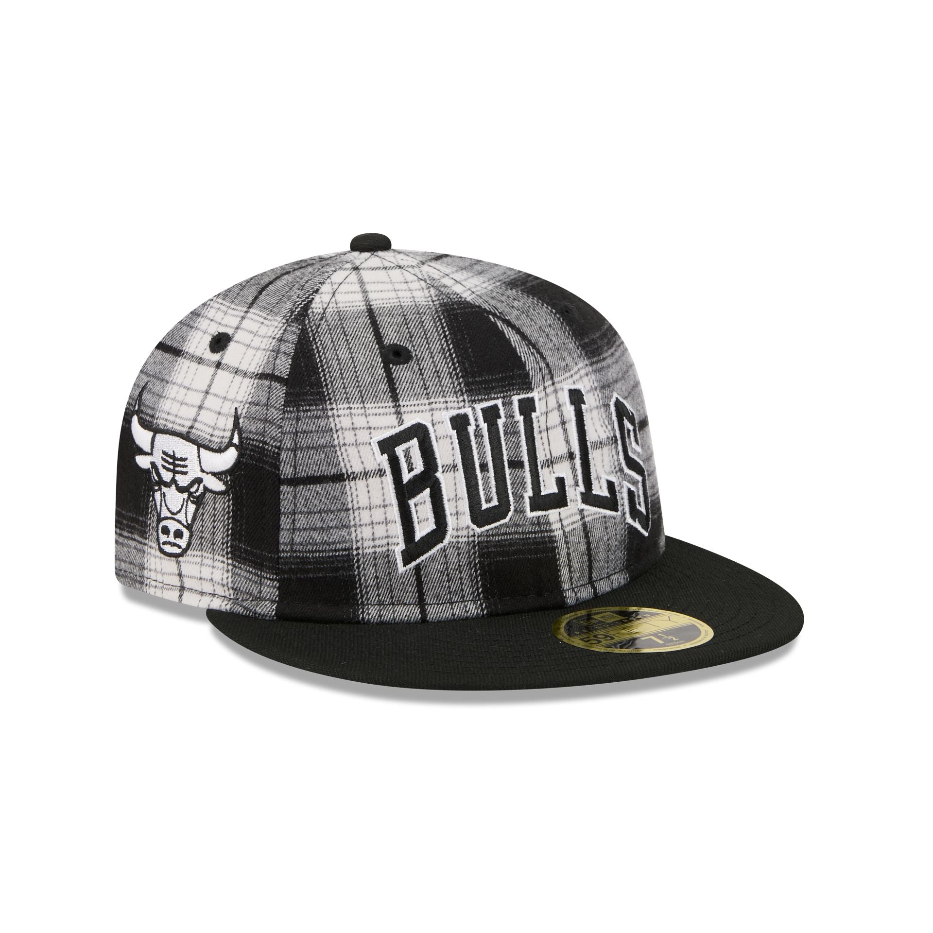 Chicago Bulls Grunge Plaid Retro Crown 59FIFTY Fitted Hat
