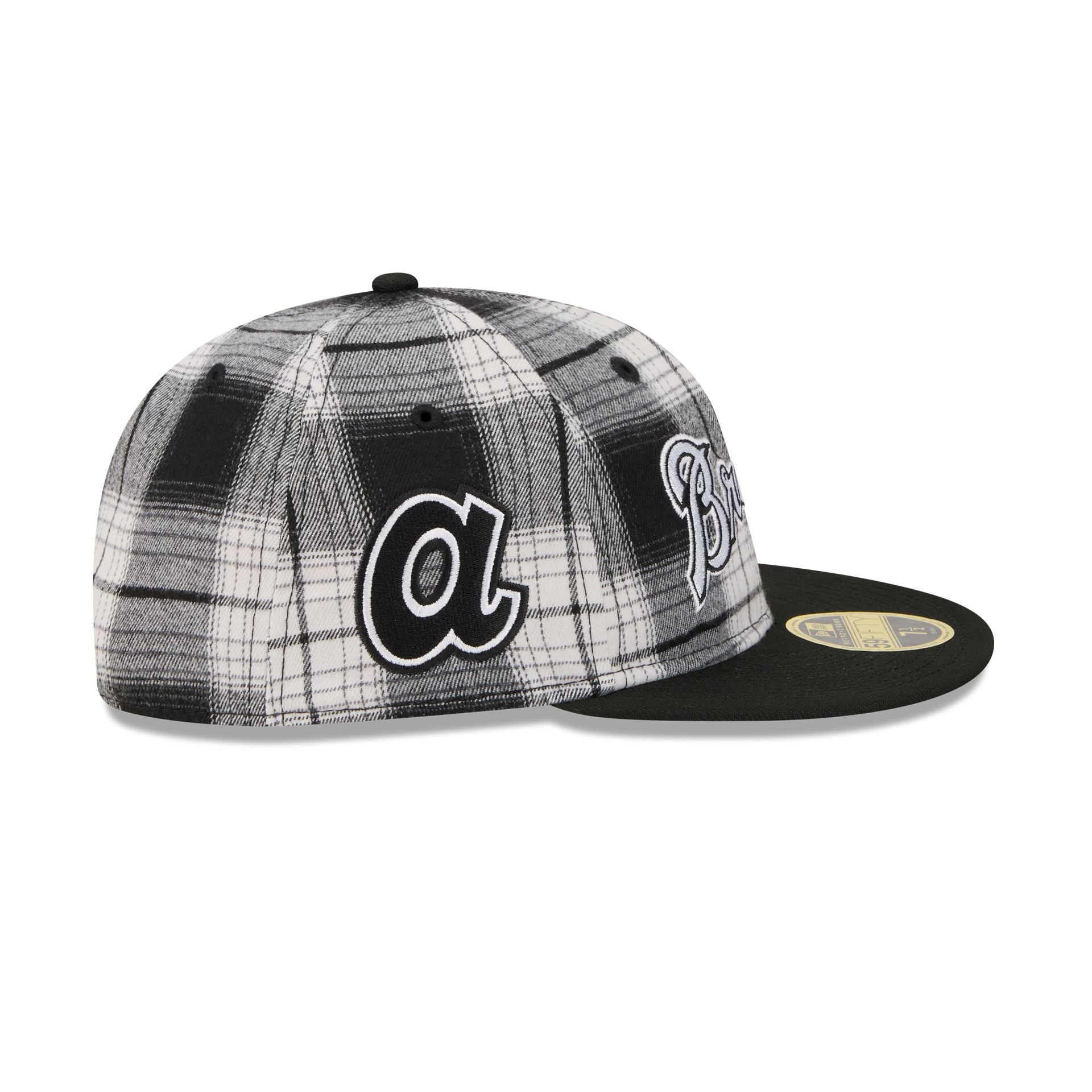 Atlanta Braves Grunge Plaid Retro Crown 59FIFTY Fitted Hat