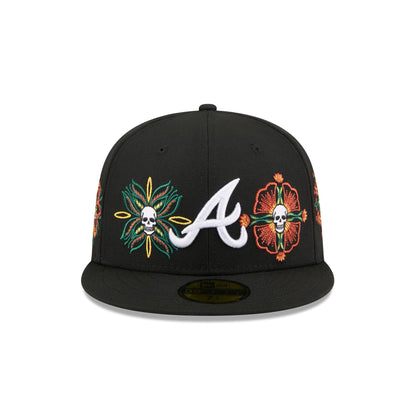 Atlanta Braves Day of the Dead Skull & Flowers 59FIFTY Fitted Hat