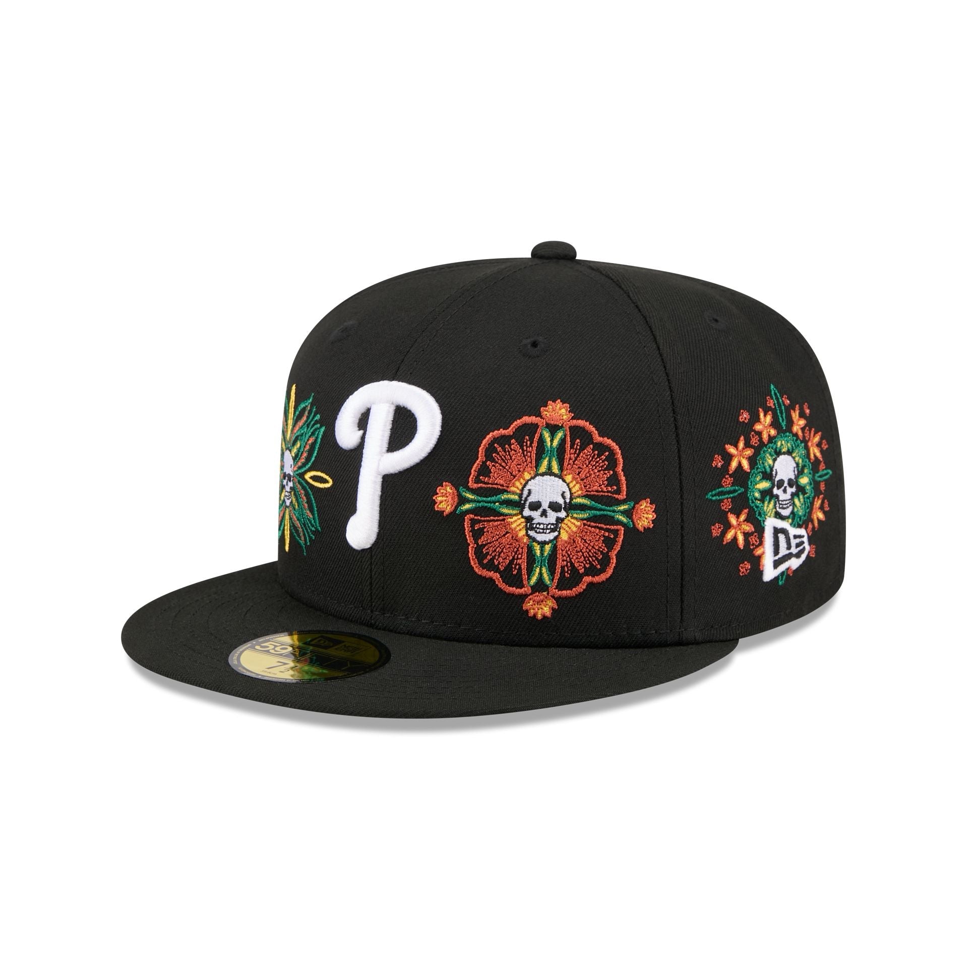 Philadelphia Phillies Day of the Dead Skull & Flowers 59FIFTY Fitted Hat