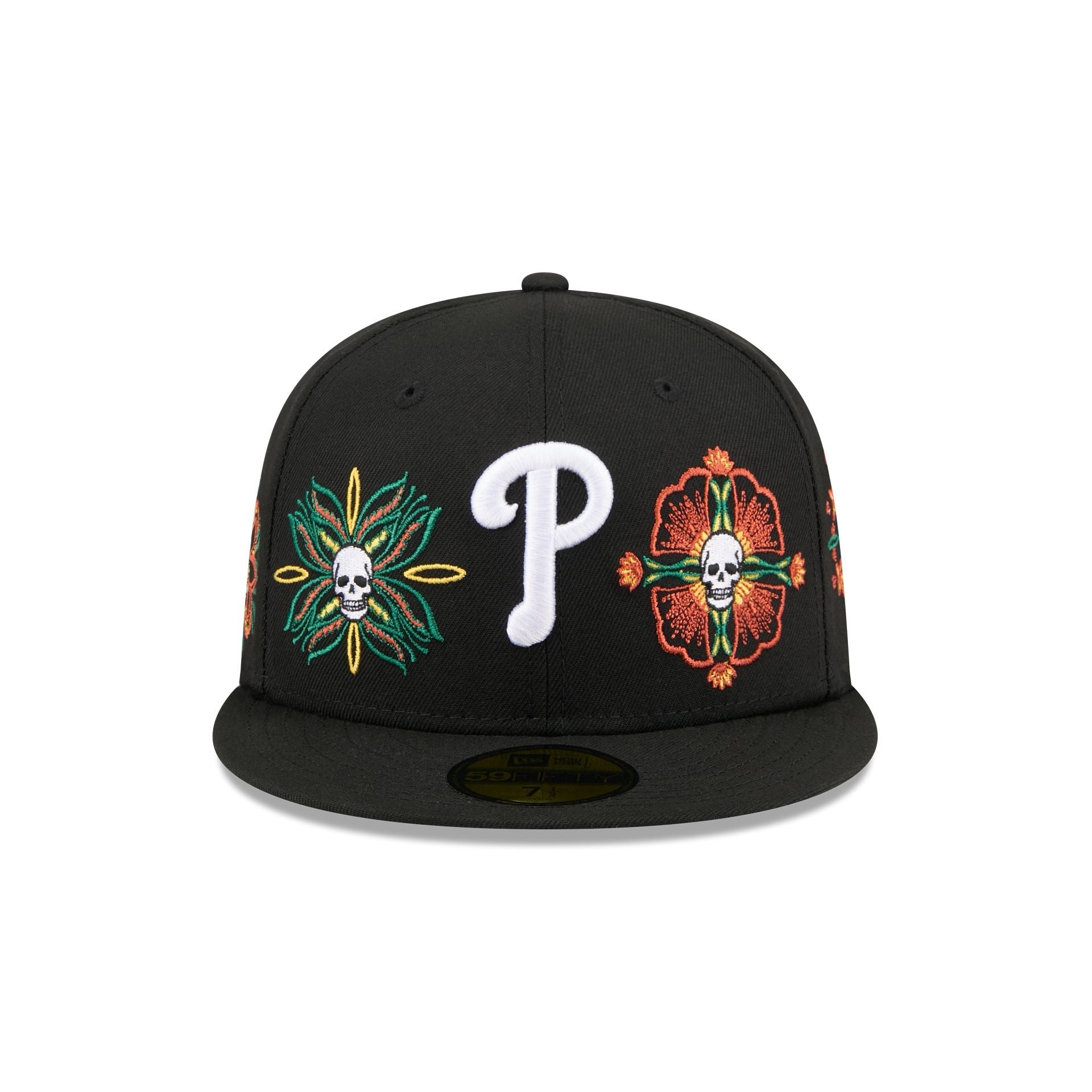 Philadelphia Phillies Day of the Dead Skull & Flowers 59FIFTY Fitted Hat