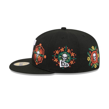 Texas Rangers Day of the Dead Skull & Flowers 59FIFTY Fitted Hat