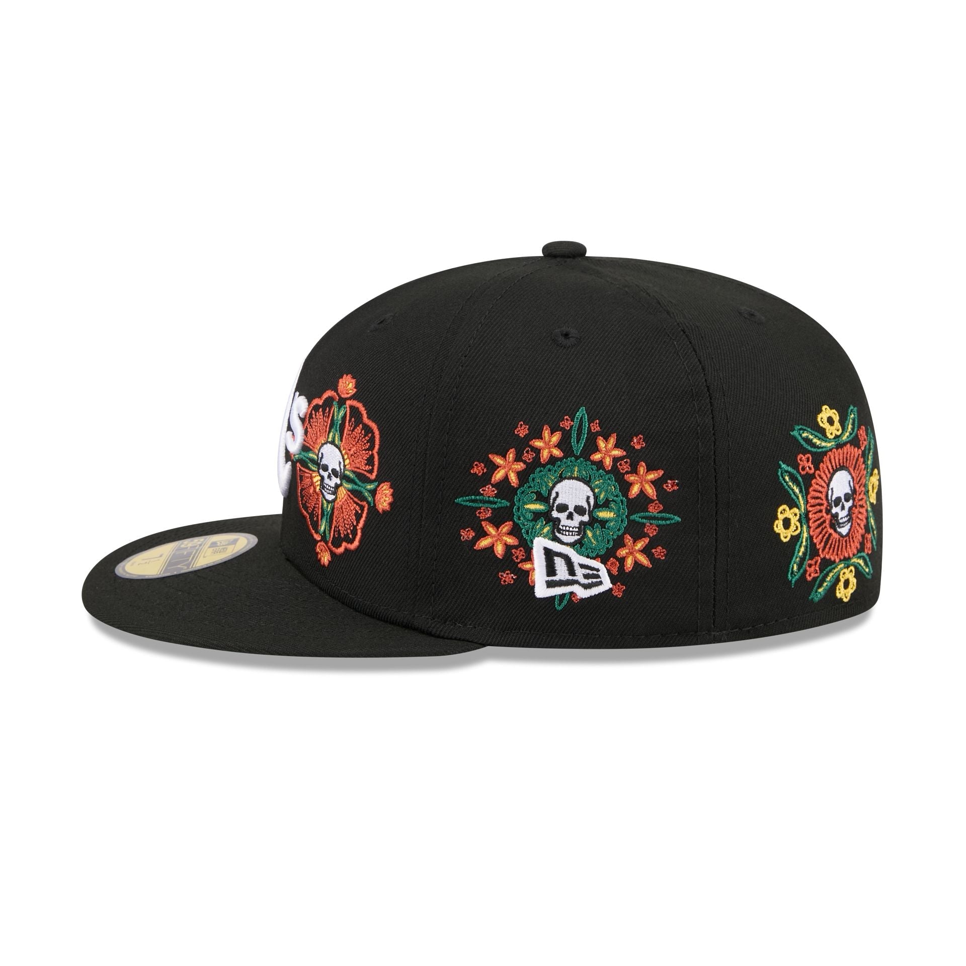 Athletics Day of the Dead Skull & Flowers 59FIFTY Fitted Hat