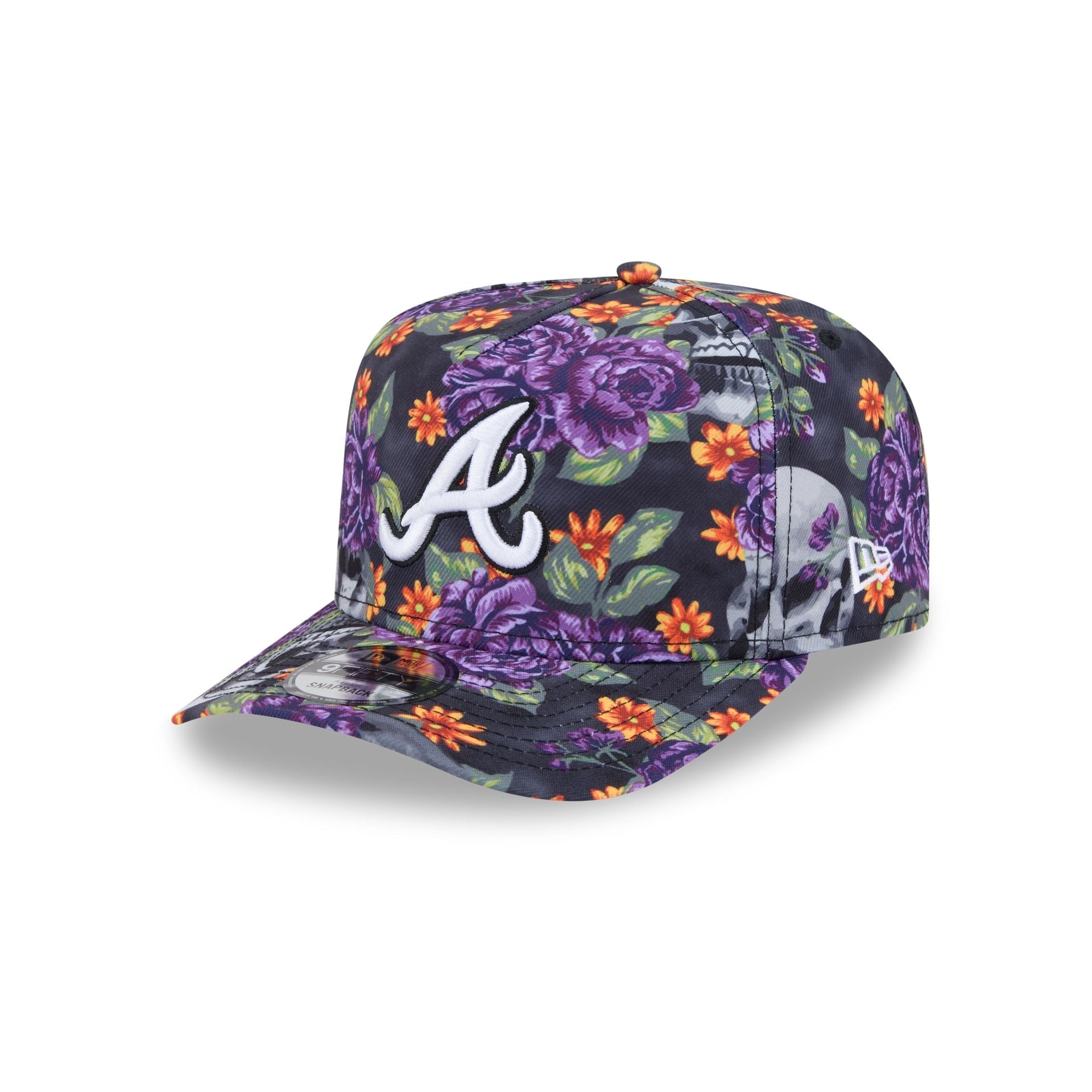 Atlanta Braves Day of the Dead Skull & Roses 9FIFTY A-Frame Snapback