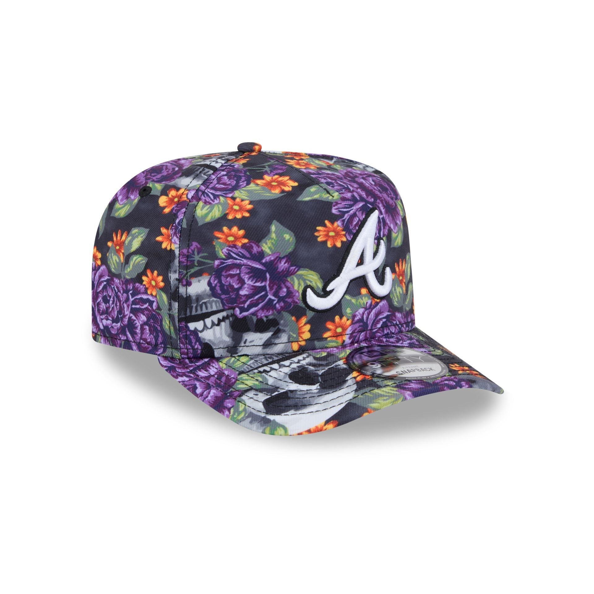 Atlanta Braves Day of the Dead Skull & Roses 9FIFTY A-Frame Snapback