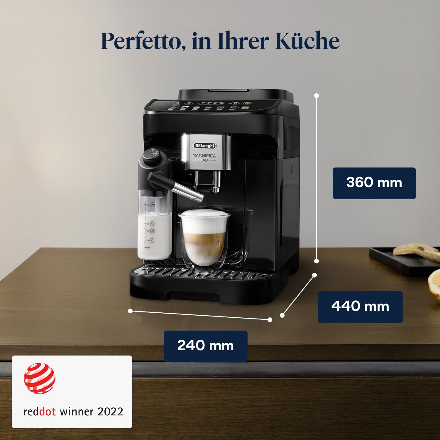 De'Longhi Magnifica Evo - Perfetto Fully Automatic Coffee Machine with LatteCrema Milk Frother, 7 One-Touch Drinks, Cappuccino, Espresso Coffee Machine, Soft Touch Control Panel, Black (ECAM292.81.B)