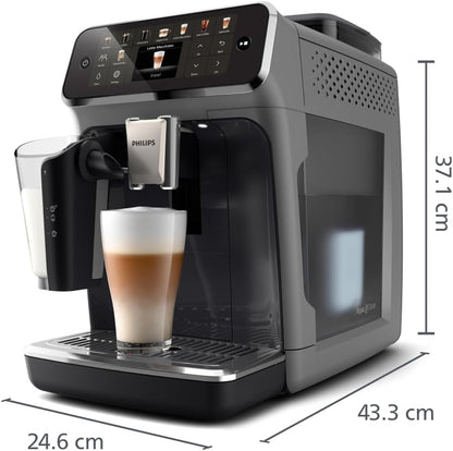 Philips Series 5500 Fully Automatic Latte Go Espresso Machine, SilentBrew Technology, Quick Start. Aromatic Coffee from Freshly Ground Beans, 20 Hot and Iced Drinks, Grey (EP5544/50)