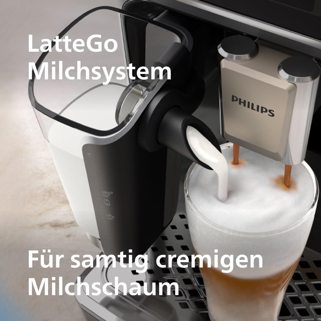 Philips Series 5500 Fully Automatic Latte Go Espresso Machine, SilentBrew Technology, Quick Start. Aromatic Coffee from Freshly Ground Beans, 20 Hot and Iced Drinks, Grey (EP5544/50)