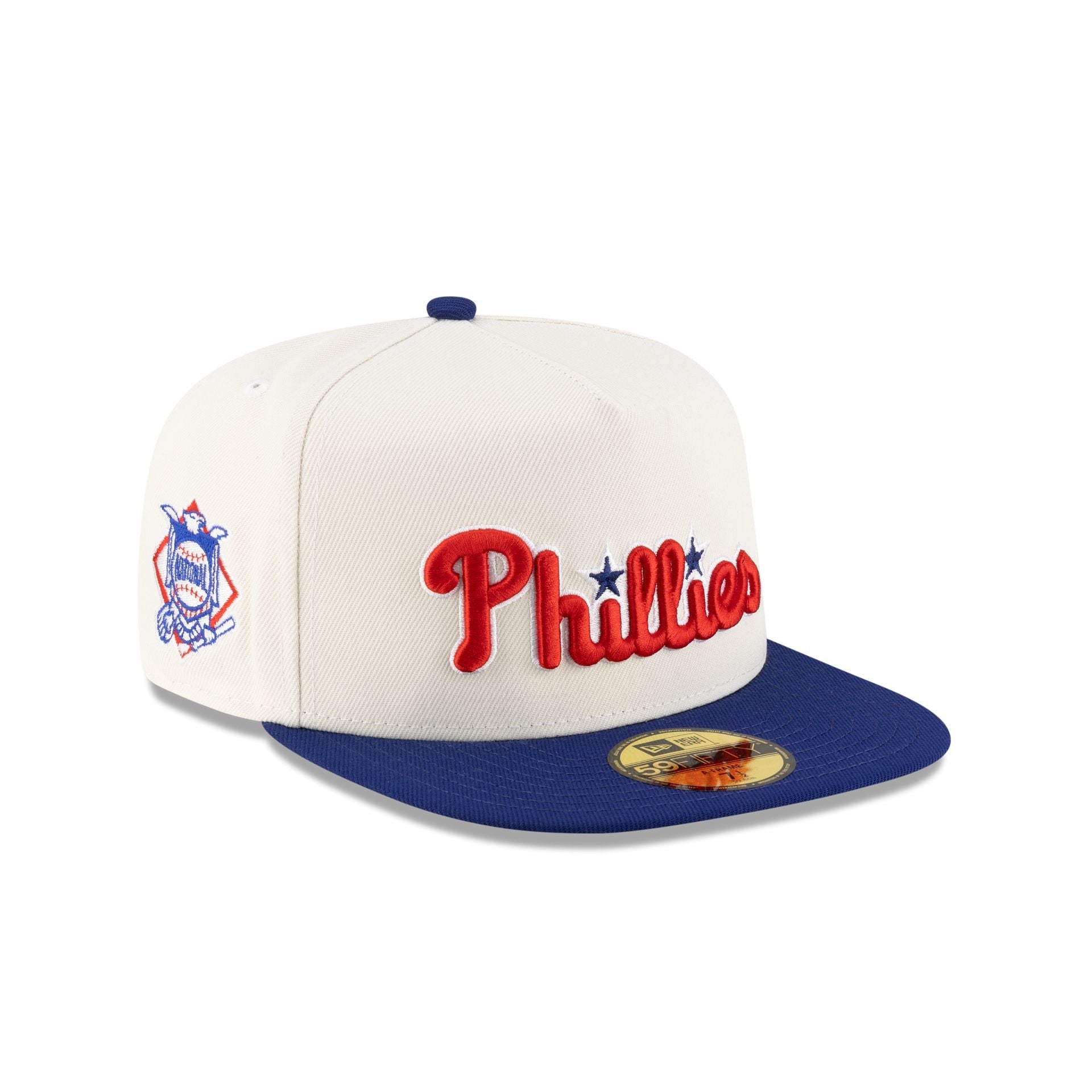Just Caps League Sidepatch Chrome White Philadelphia Phillies 59FIFTY A-Frame Fitted Hat