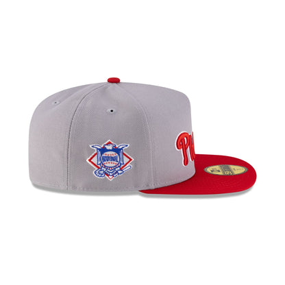 Just Caps League Sidepatch Gray Philadelphia Phillies 59FIFTY A-Frame Fitted Hat
