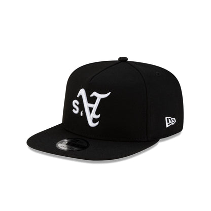 Athletics Upside Down Logo Black 9FIFTY A-Frame Snapback Hat