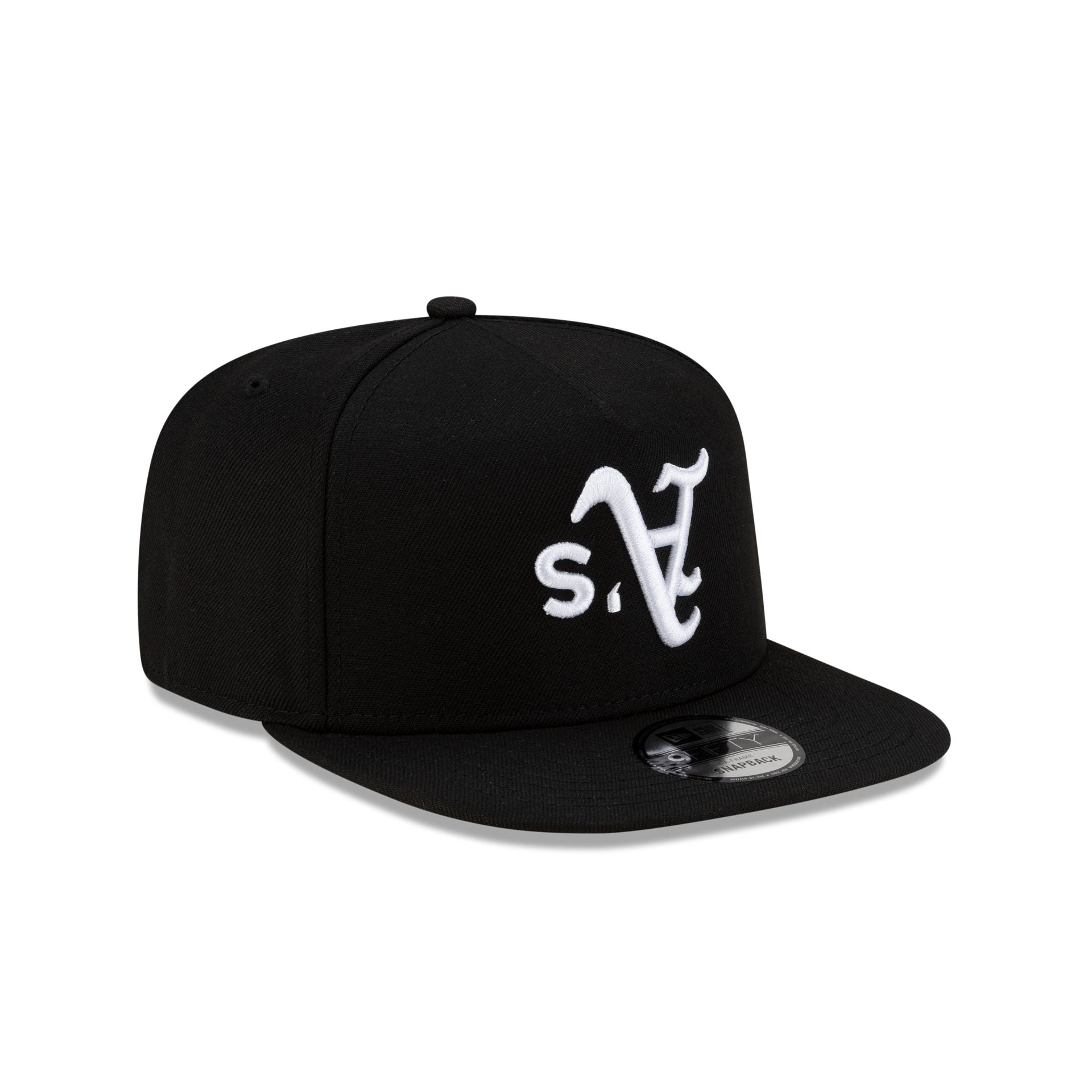Athletics Upside Down Logo Black 9FIFTY A-Frame Snapback Hat