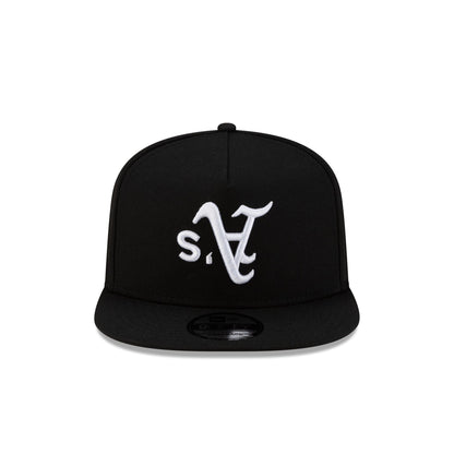 Athletics Upside Down Logo Black 9FIFTY A-Frame Snapback Hat