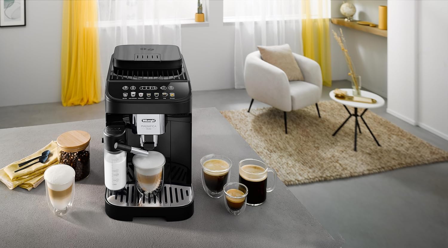 De'Longhi Magnifica Evo - Perfetto Fully Automatic Coffee Machine with LatteCrema Milk Frother, 7 One-Touch Drinks, Cappuccino, Espresso Coffee Machine, Soft Touch Control Panel, Black (ECAM292.81.B)