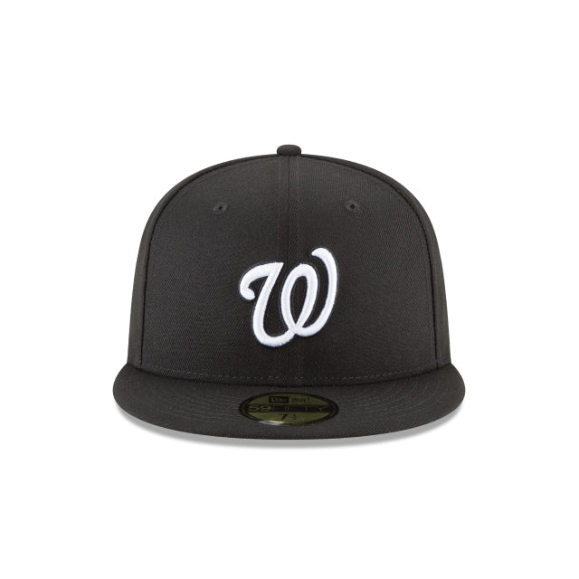Washington Nationals Black and White Basic 59FIFTY Fitted Hat