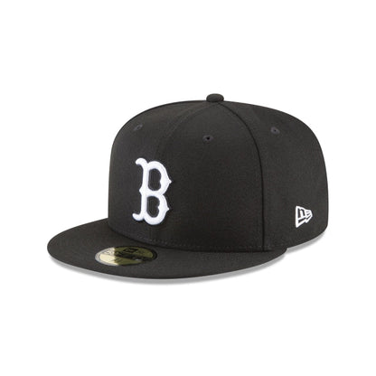 Boston Red Sox Black and White Basic 59FIFTY Fitted Hat