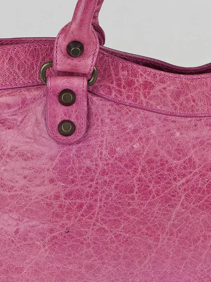 Balenciaga Bubblegum Pink Motorcycle First Bag Leather