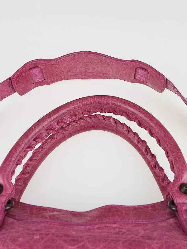 Balenciaga Bubblegum Pink Motorcycle First Bag Leather