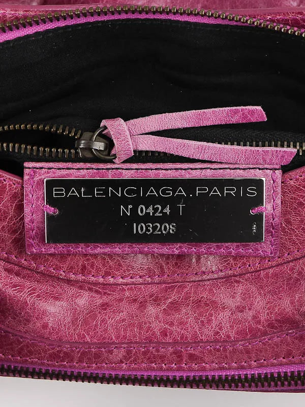 Balenciaga Bubblegum Pink Motorcycle First Bag Leather