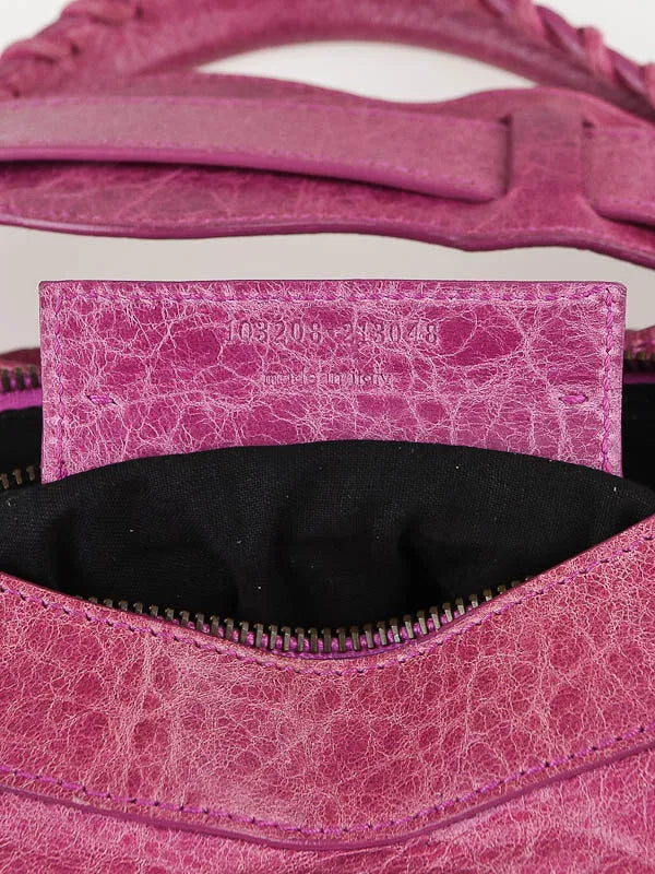 Balenciaga Bubblegum Pink Motorcycle First Bag Leather
