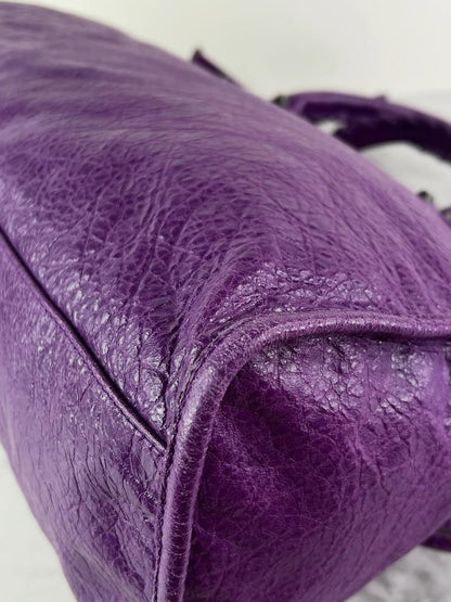 Balenciaga Ultraviolet Agneau Classic Hardware City Shoulder Bag