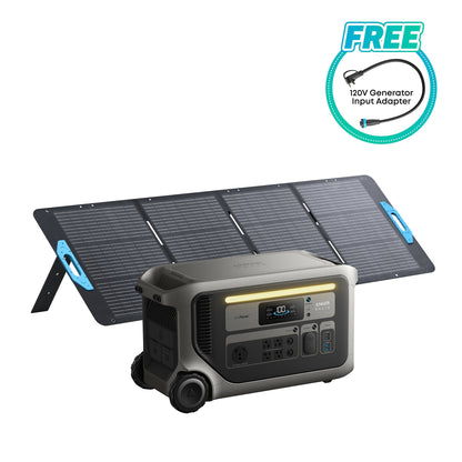 Anker SOLIX F3000 Power Station + 200W Portable Solar Panel + FREE 120V Generator Input Adapter