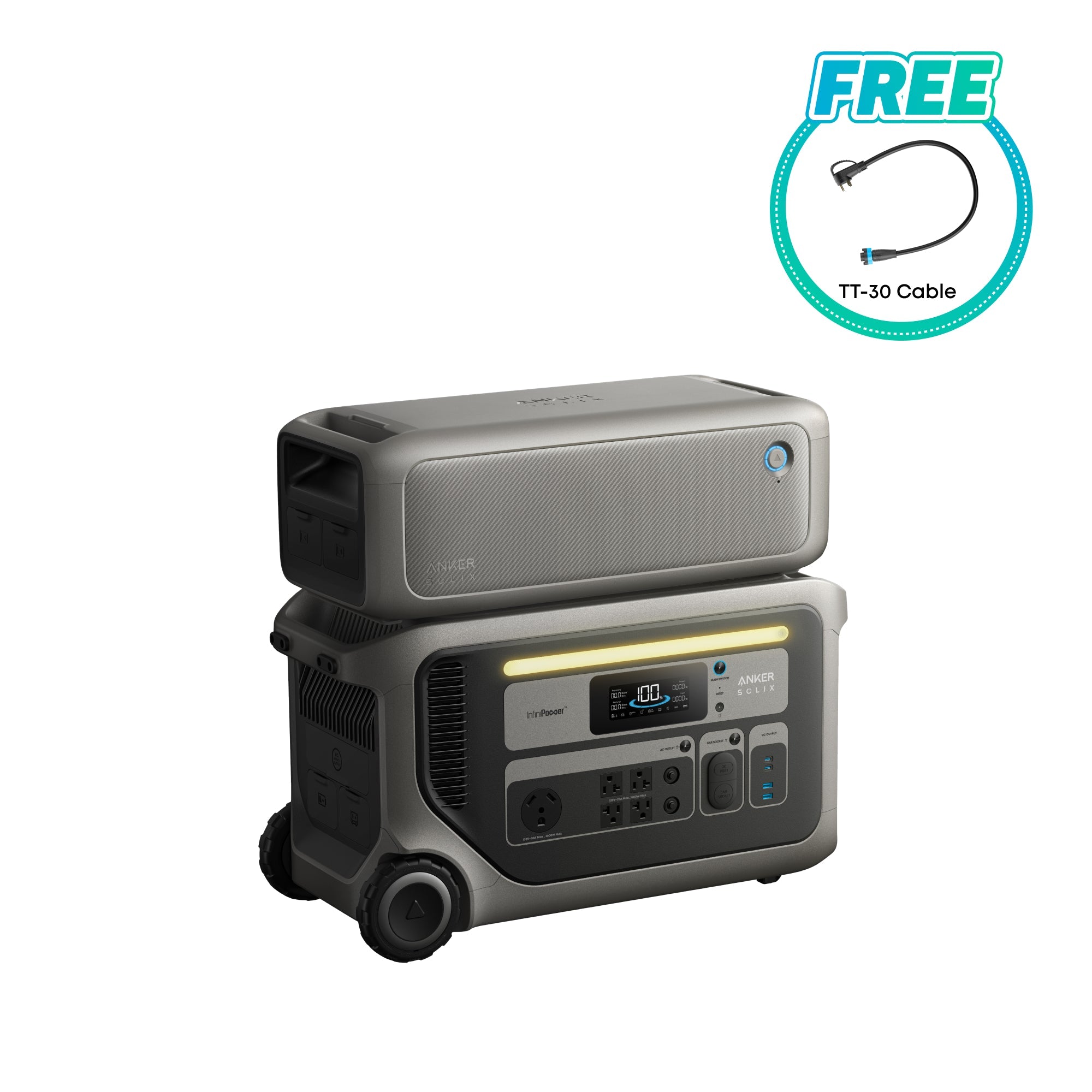Anker SOLIX F3000 Power Station + Extra Battery + FREE TT-30 cable