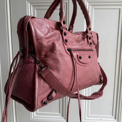 2013 Balenciaga The City Leather Pink Shoulder Bag