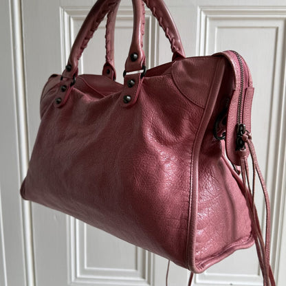 2013 Balenciaga The City Leather Pink Shoulder Bag