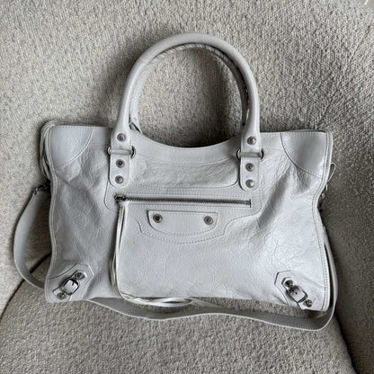 Balenciaga Le City White Leather Bag