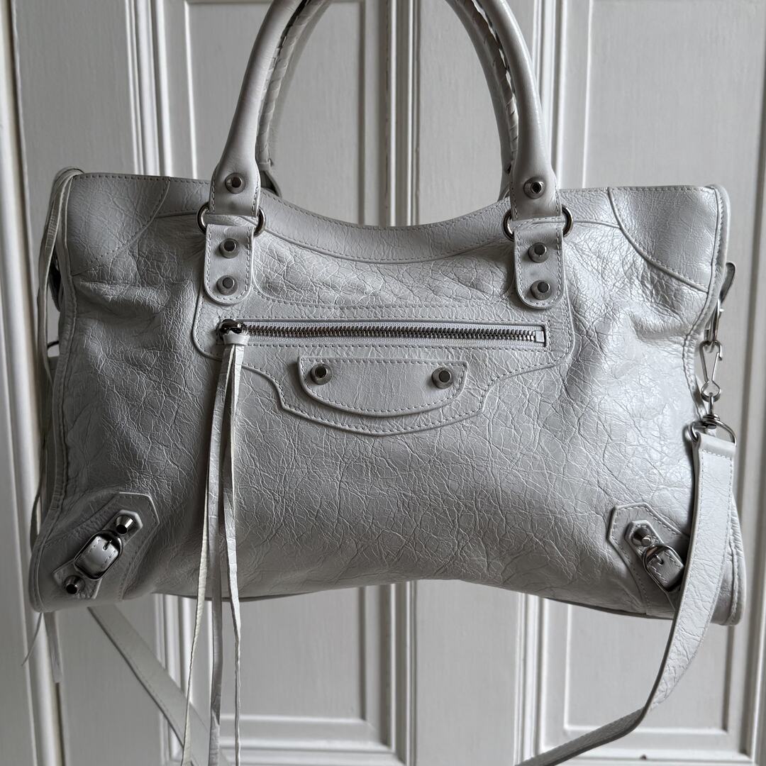 Balenciaga Le City White Leather Bag