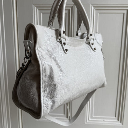 Balenciaga Le City White Leather Bag