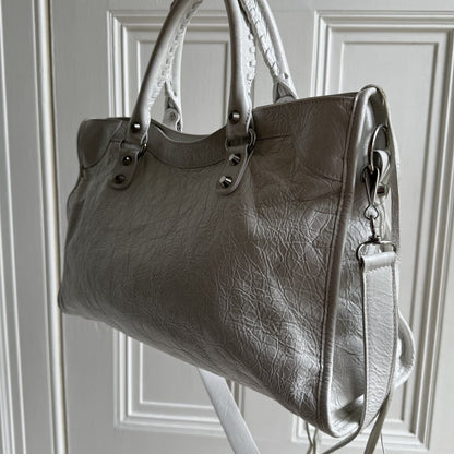 Balenciaga Le City White Leather Bag