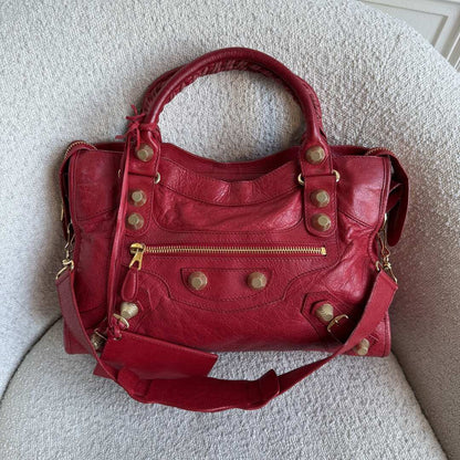 Balenciaga The Giant City Leather Red Bag