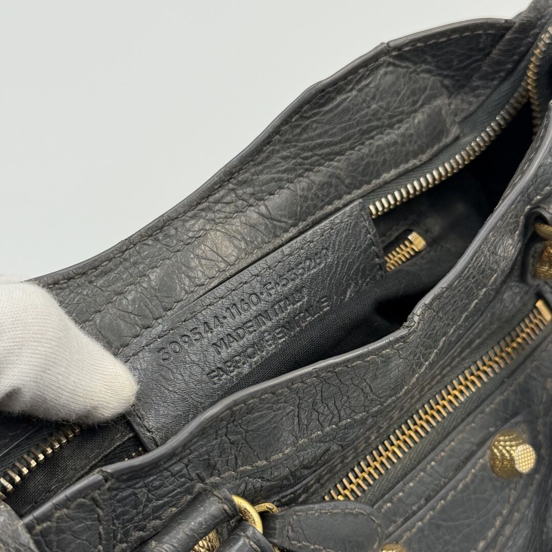 2015 Balenciaga The Mini City Leather Grey Bag