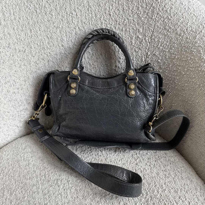2015 Balenciaga The Mini City Leather Grey Bag