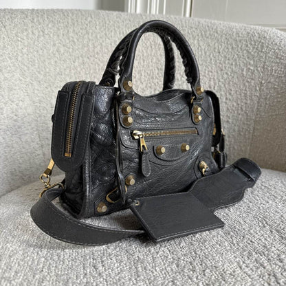 2015 Balenciaga The Mini City Leather Grey Bag